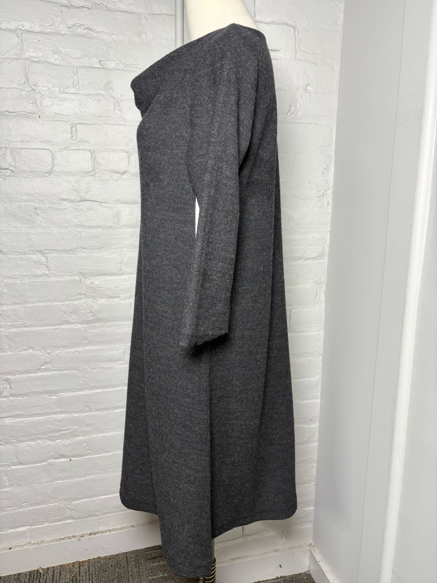 Women Size S Eileen Fisher Charcoal Solid Wool Dress