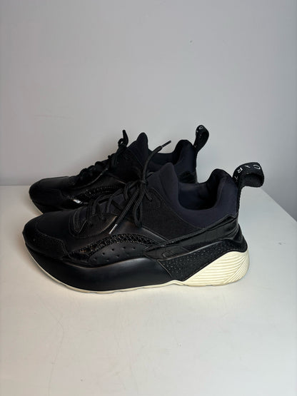 W Shoe Size 8 Stella McCartney Black Faux Leather Sneakers