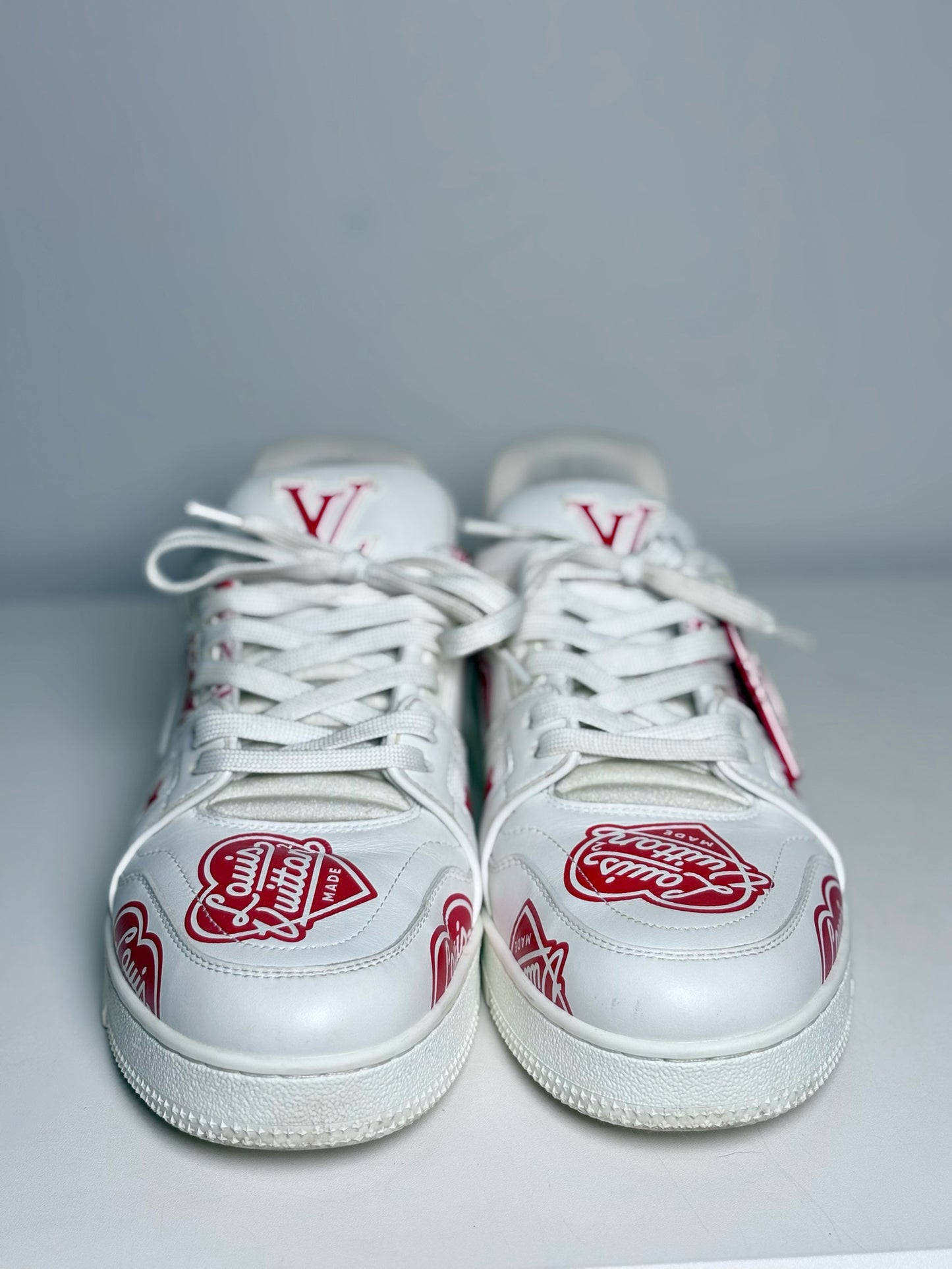 Louis Vuitton Made x Nigo White Graphic Print Men's Pre-owned 7.5 Sneakers