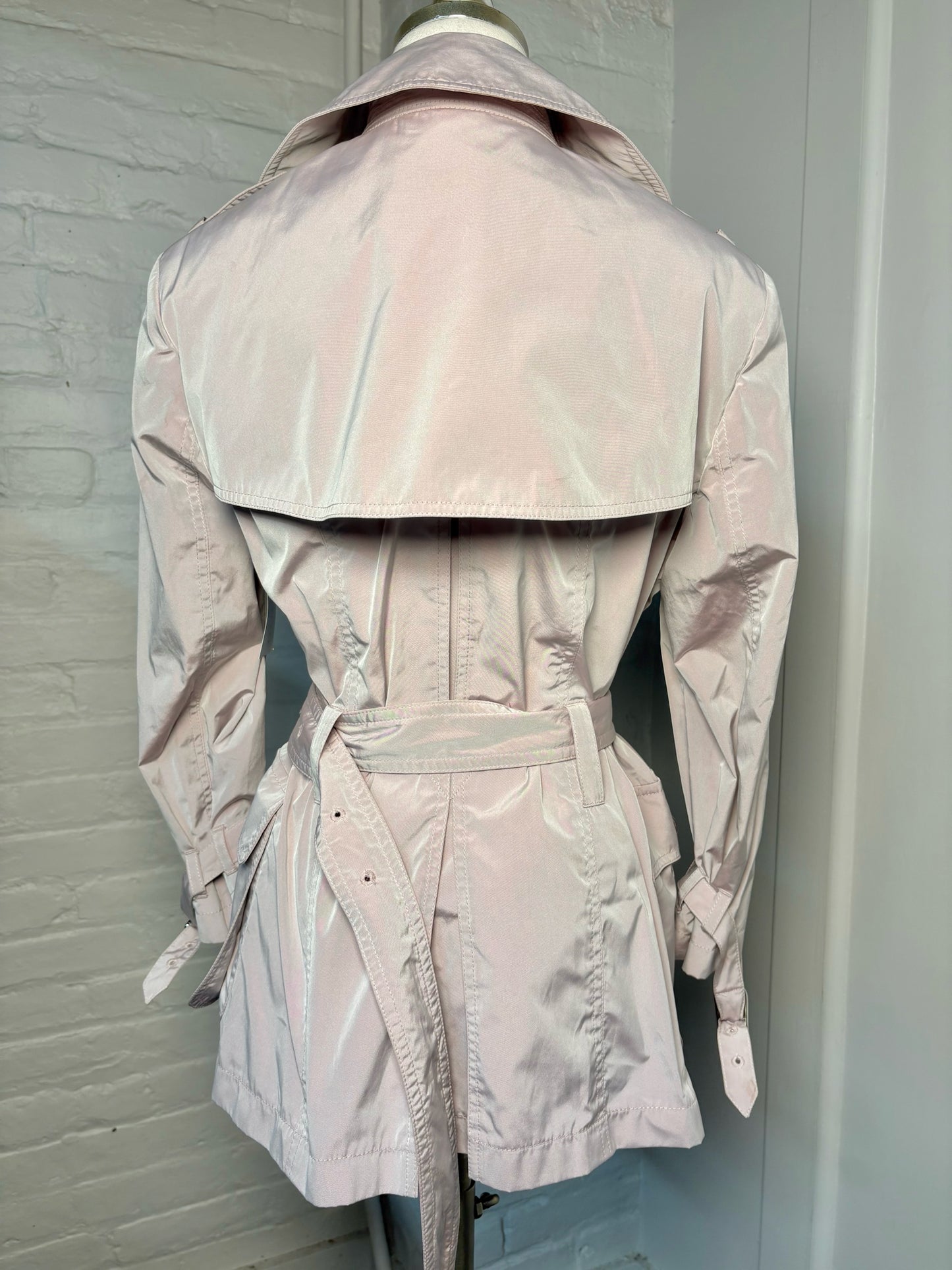 Women Size 10 Burberry Dusty Pink Solid Trench Short Coat