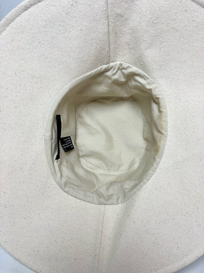 Women Small Jenni Kayne Cream Cotton Pre-Owned Floppy Wide Brim Hat