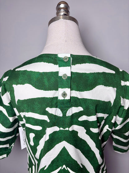 Women Size 6 (M) Samantha Sung Green, White Geometric Print Pre-owned Midi Dress