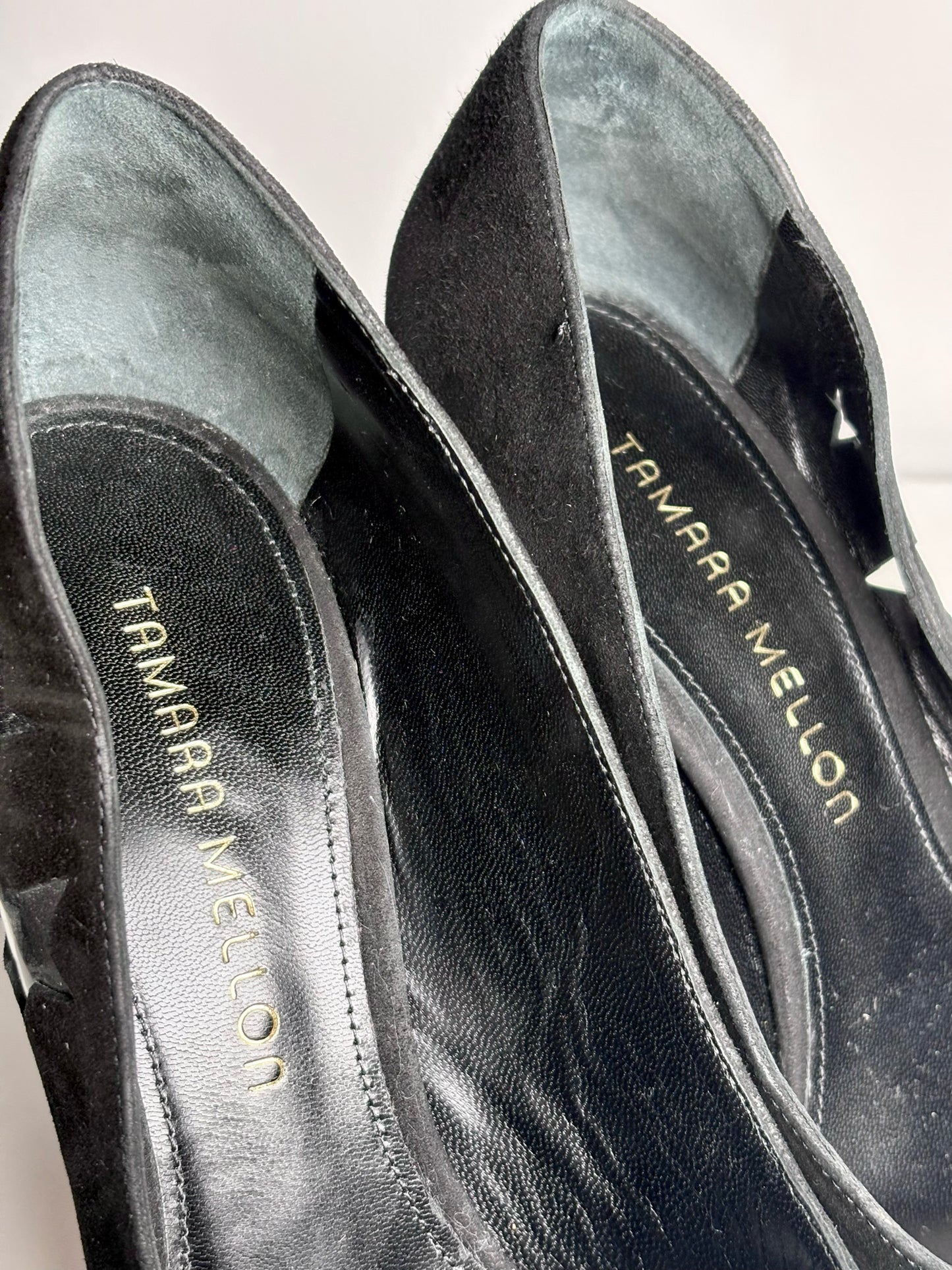 W Shoe Size 37.5 (7 US) Tamara Mellon PVC Stars Black Suede Pre-owned Heels