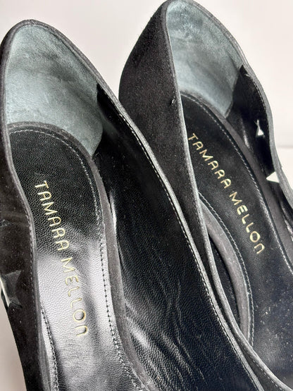 W Shoe Size 37.5 (7 US) Tamara Mellon PVC Stars Black Suede Pre-owned Heels
