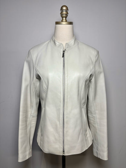 Size M San Piel Leather's House Bone Solid Women's Pure Leather Pre-owned Jacket