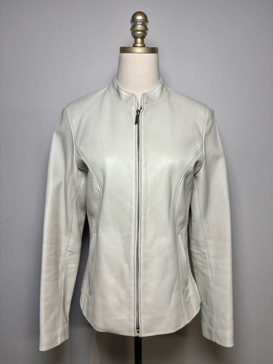 Size M San Piel Leather's House Bone Solid Women's Pure Leather Pre-owned Jacket