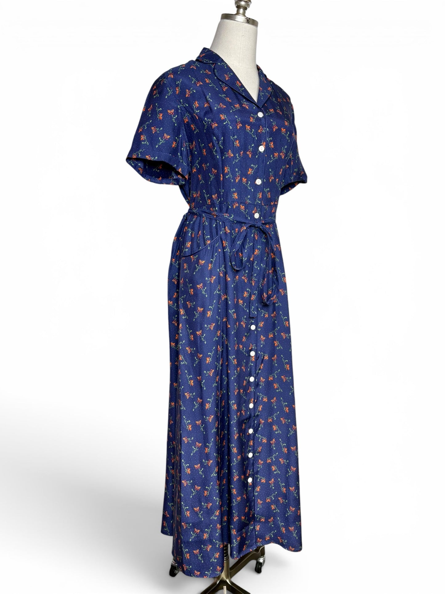 Women Size 12 HVN Long Maria Blue Print Pure Silk Pre-owned, NWT Midi Dress