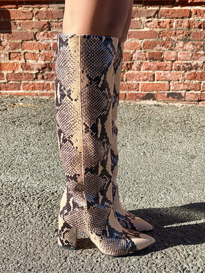 W Shoe Size 36 Paris Texas Animal Print Leather Snake Skin Pre-owned Boots
