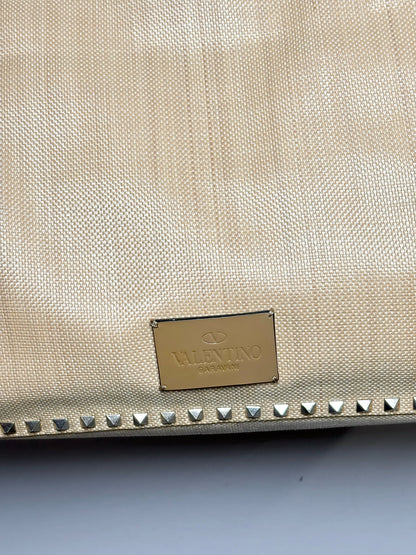 Valentino Garavani Solid Raffia Tan Cowhide Purse