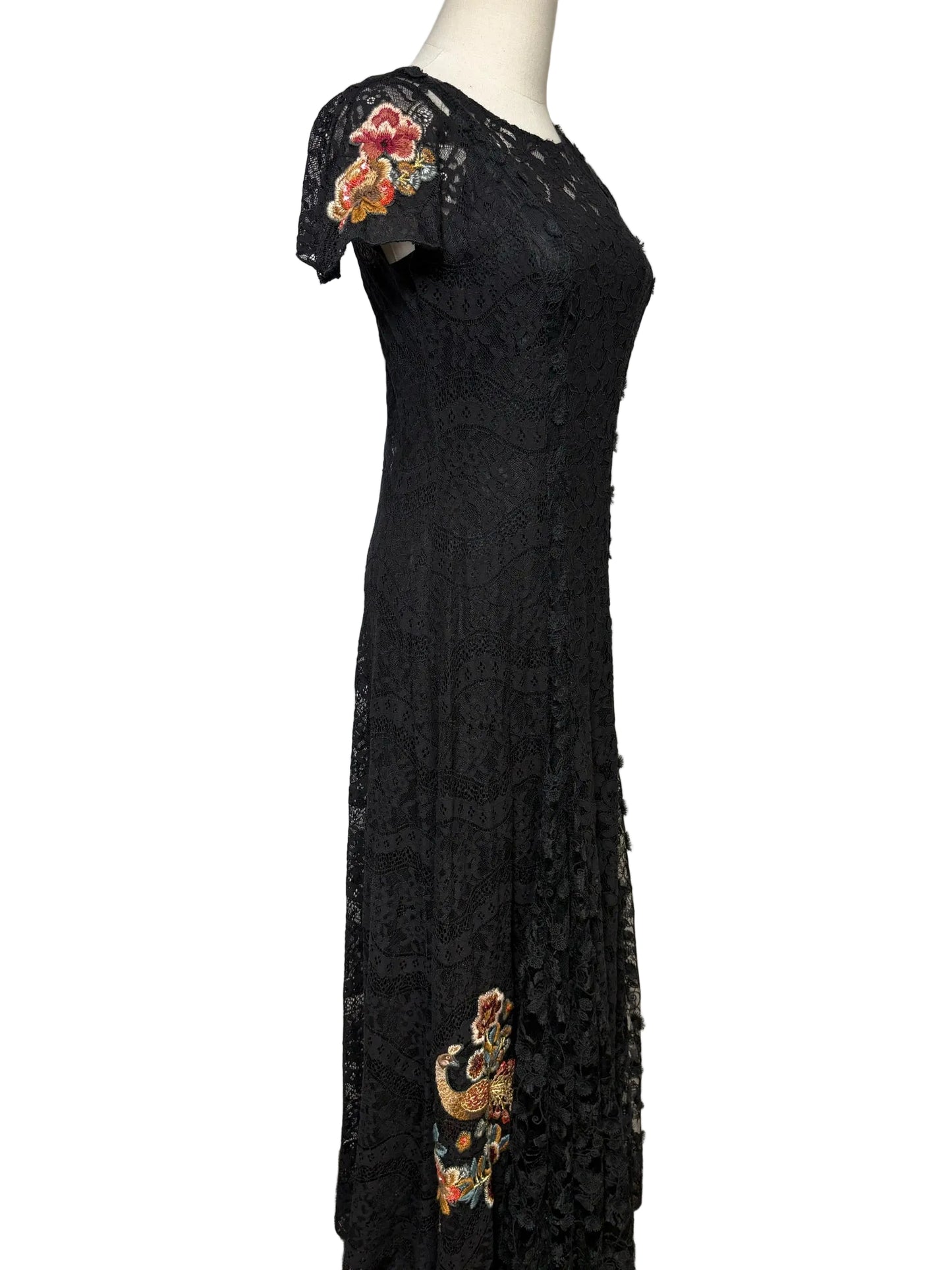 Size XS Johnny Was Black Lace Women's Pre-owned Dress