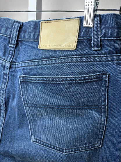 Men's Size 34 Saint Laurent Blue Pure Cotton Denim Pre-Owned Straight Leg Jeans