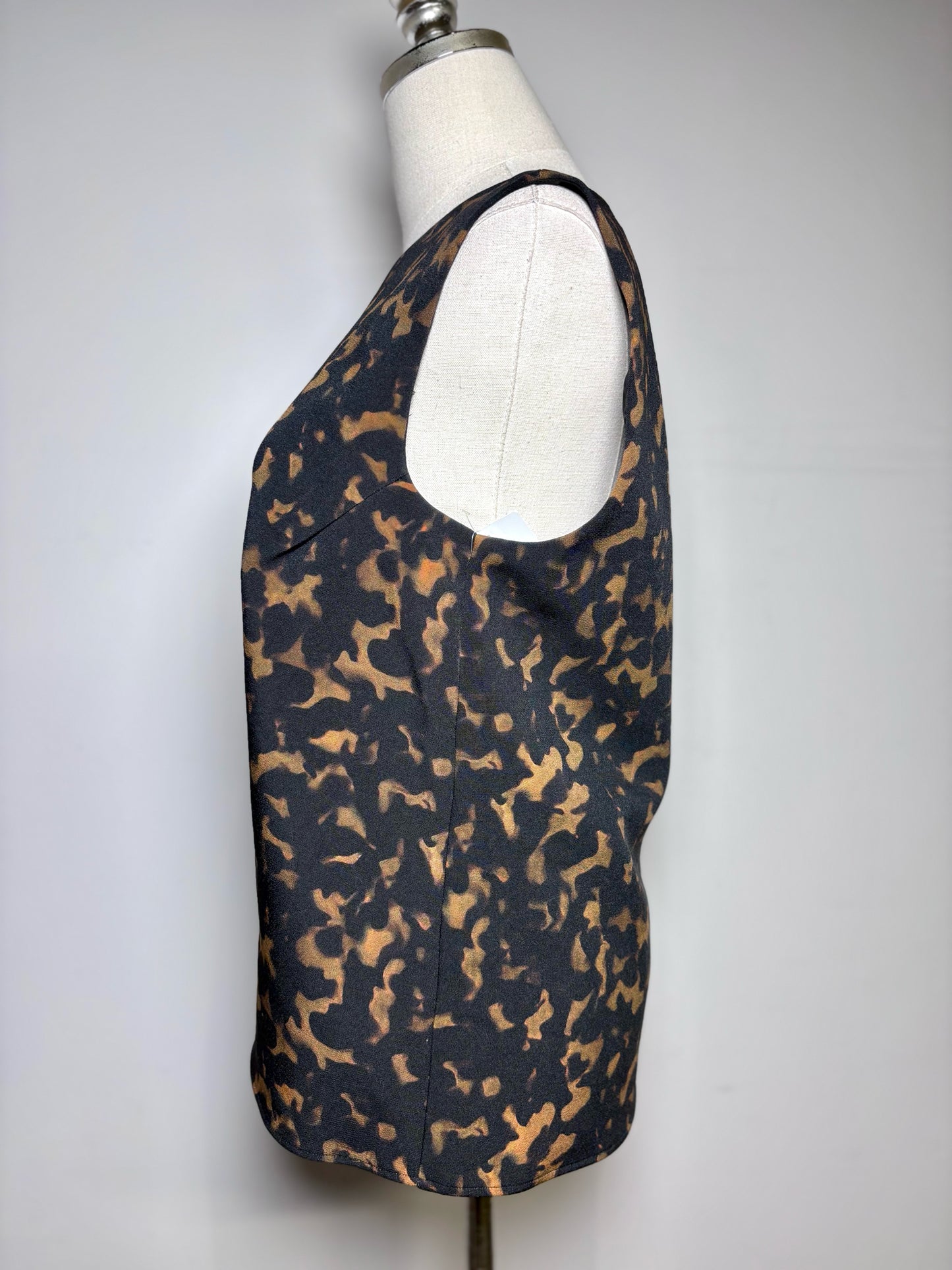Women Size L Theory Black, Brown Abstract Print Sleeveless Top
