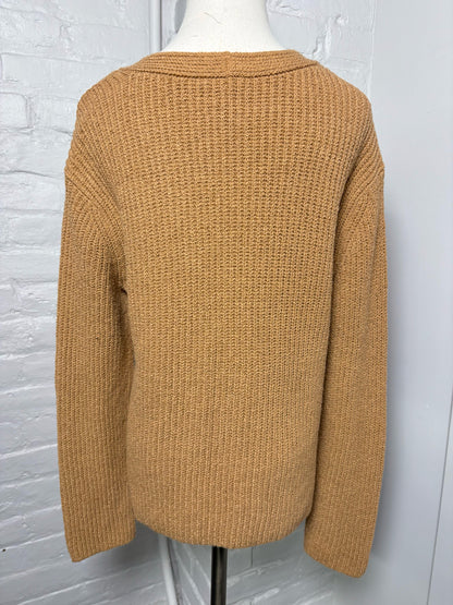 Women Size M Vince Tan Ribbed Cotton Sweater