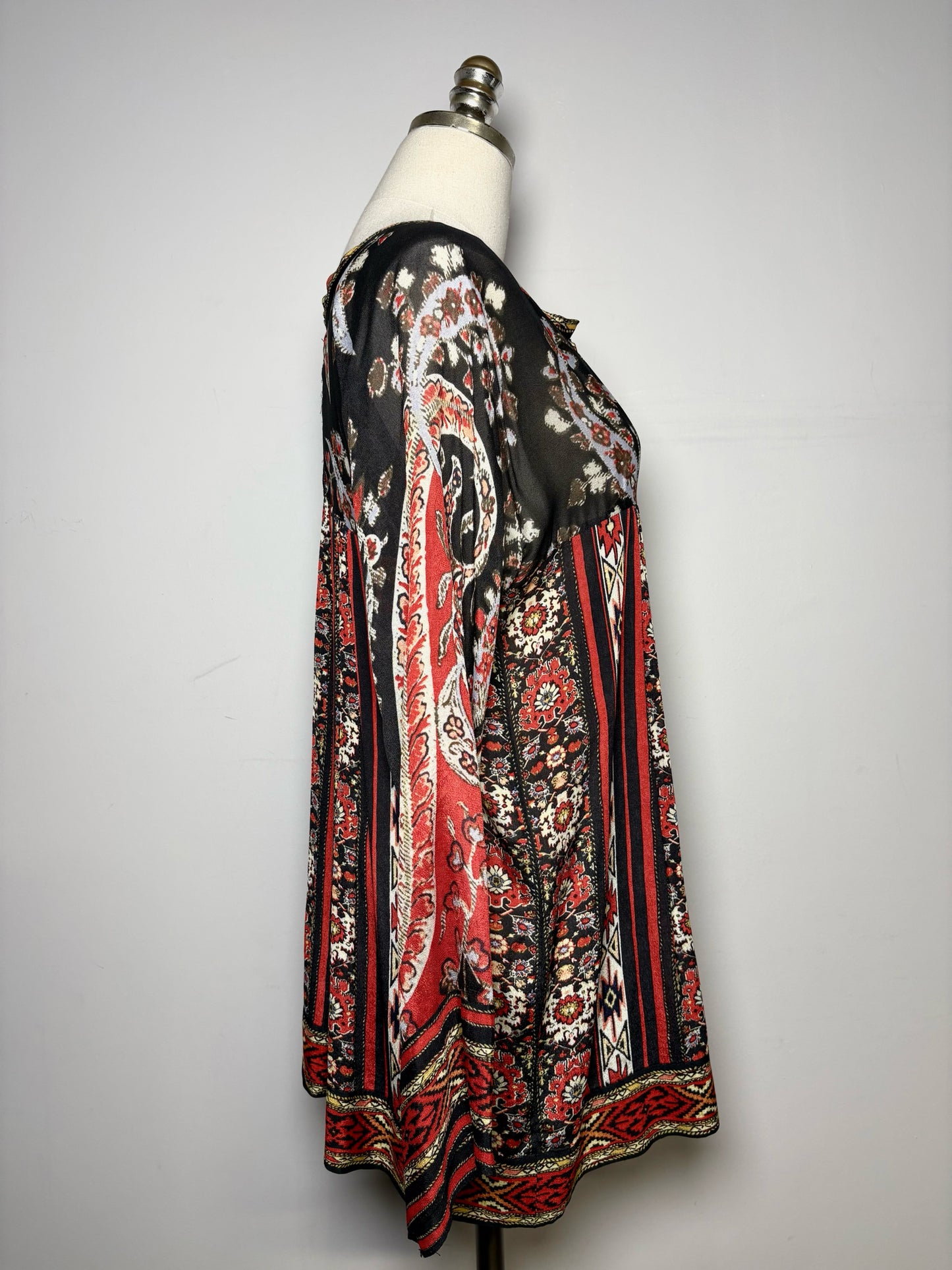 Women Size 2 Isabel Etoile Marant Red, Black Multi-Print 100% Viscose Blouse