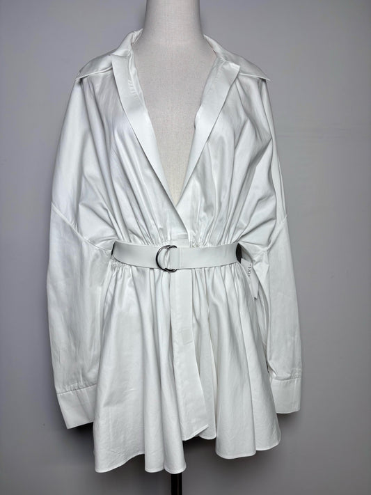 Women Size 38 (M) Norma Kamali White Solid 100% Cotton Pre-owned Dress
