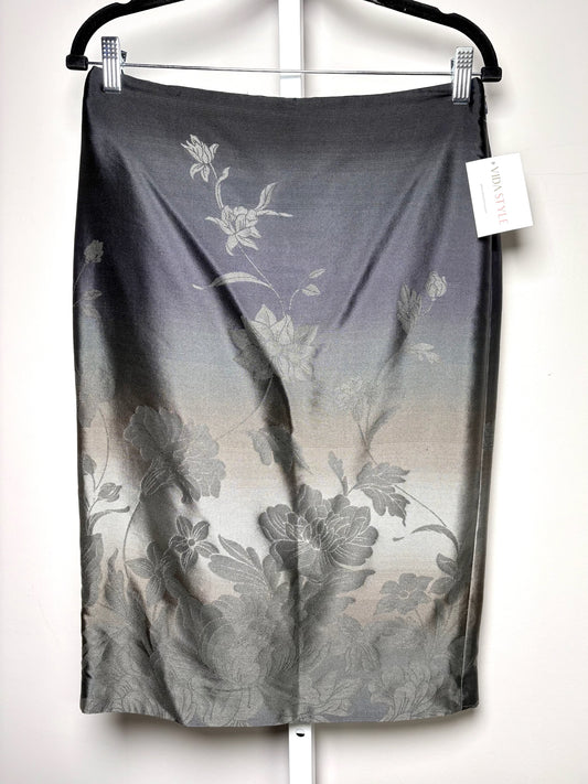 Women Size 6 Ralph Lauren Black Label Gray Ombre' Jacquard Pencil Silk Skirt