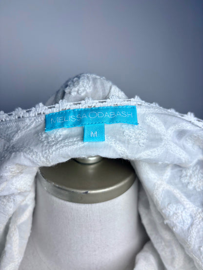Women Size M Melissa Odabash Off White 3D Flowers 100% Cotton Cover Up