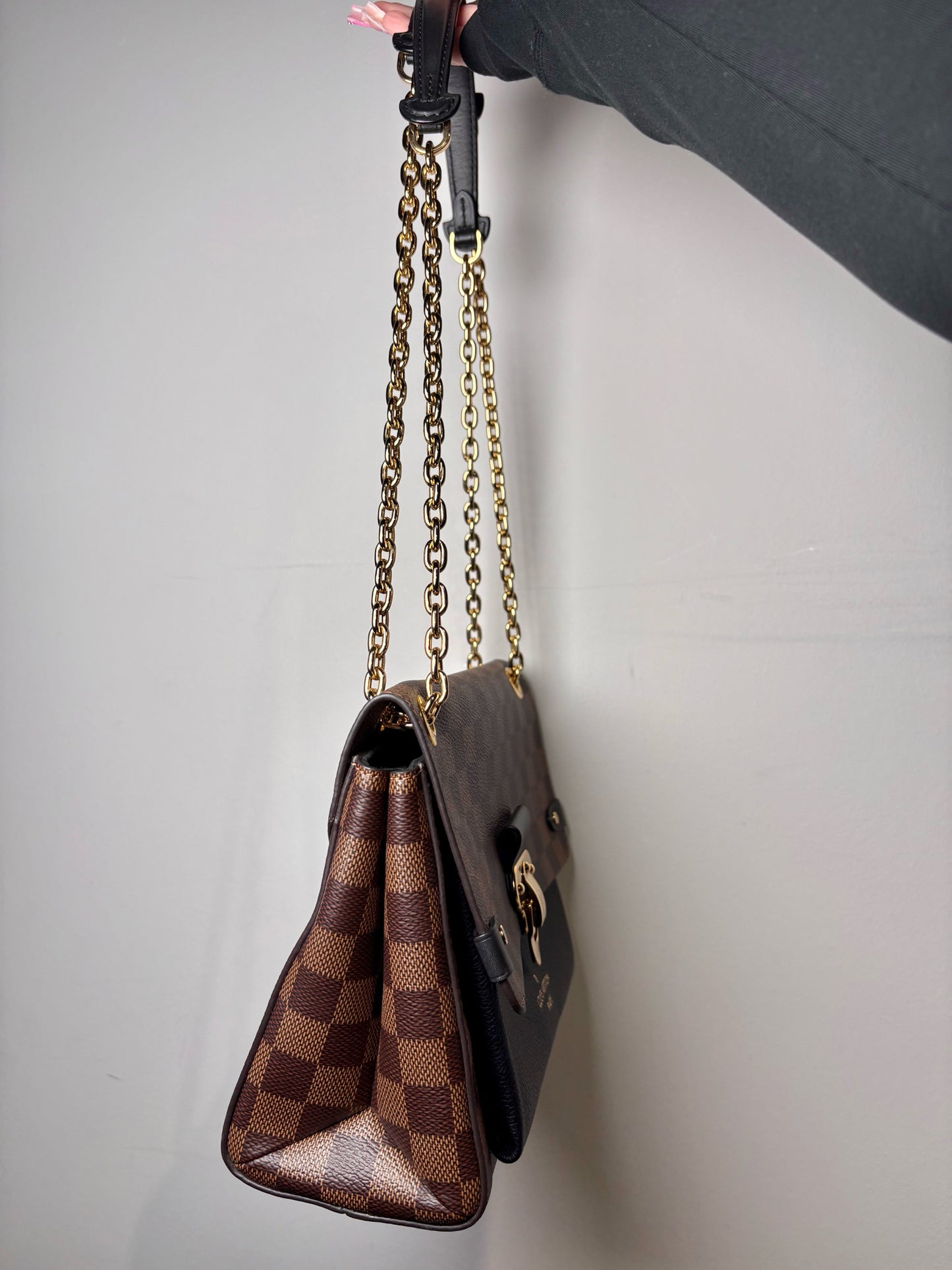 Coated Canvas Louis Vuitton Damier Ebene Brown Purse