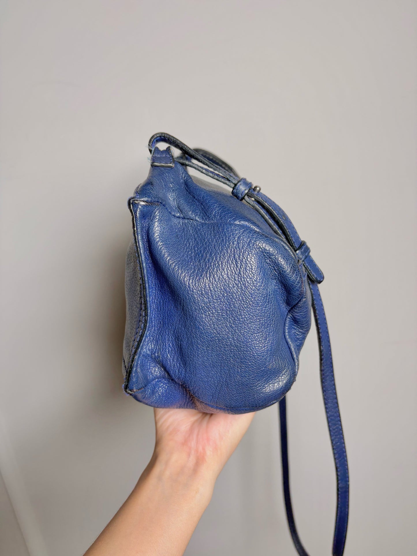 Givenchy "Pandora" Blue Pebble Leather Mini Purse