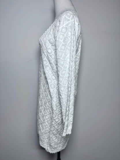Women Size M Melissa Odabash Off White 3D Flowers 100% Cotton Cover Up