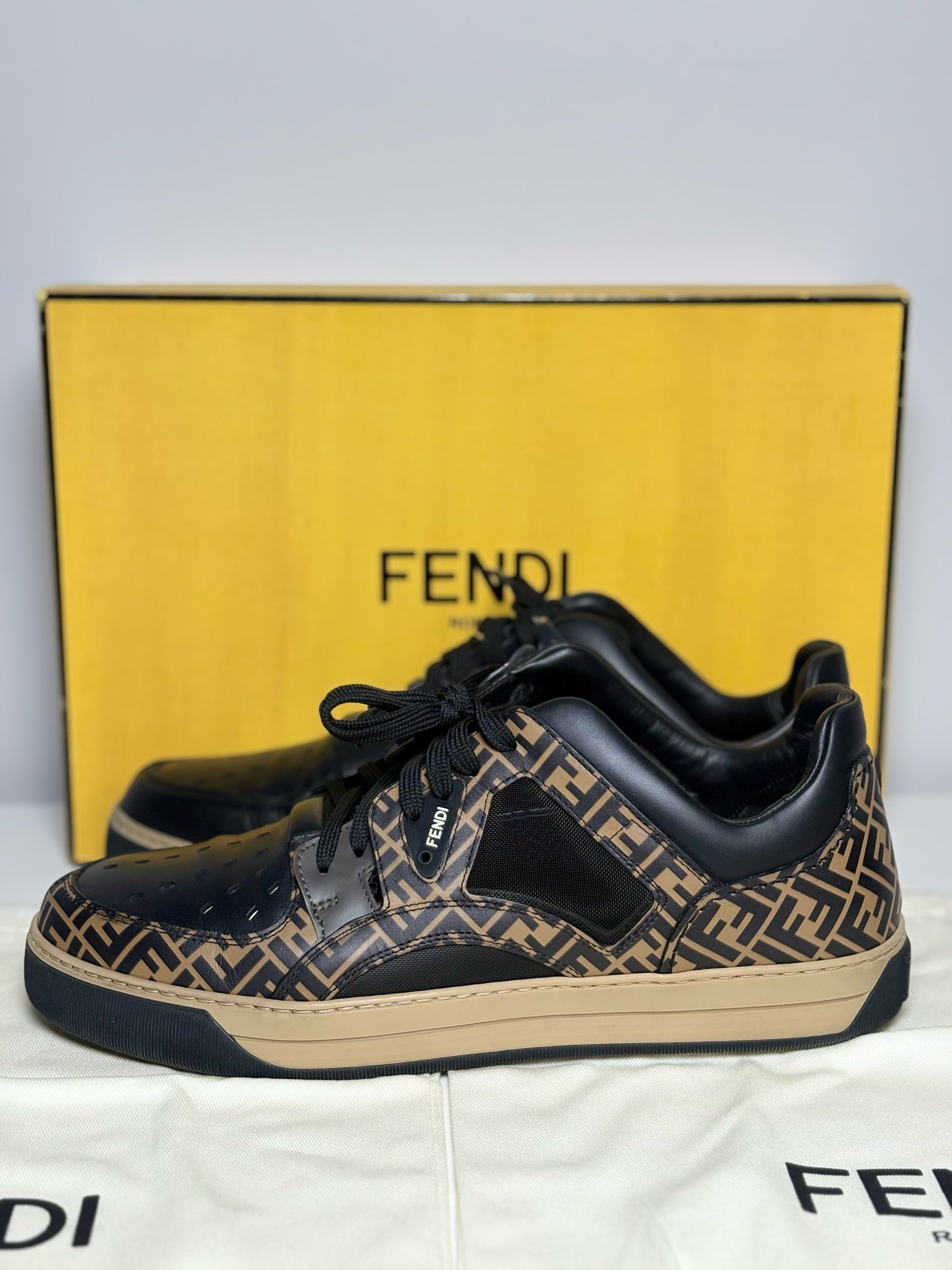 Fendi Black, Brown Fendi Logo Men's Sneakers – VIDA STYLE SHOP