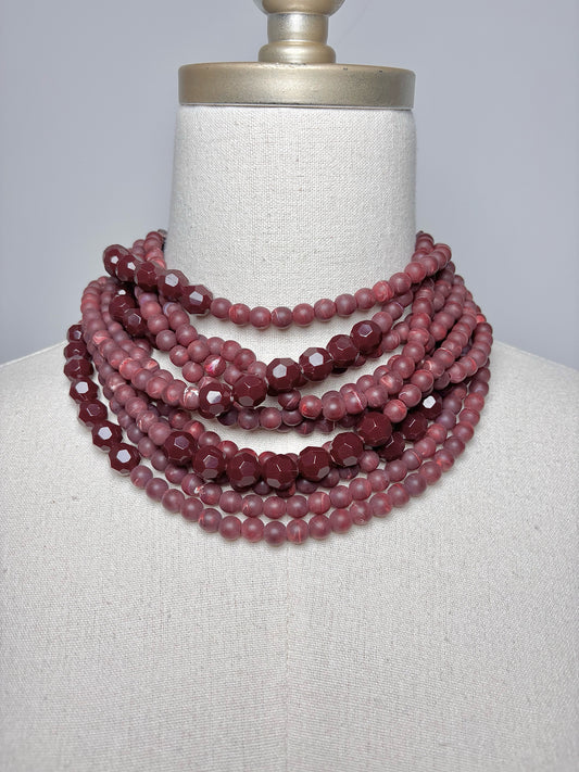 Burgundy Leather, Beads Fairchild Baldwin Beads Necklace