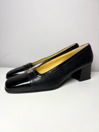 W Shoe Size 10 Fendi Black Leather Genuine Leather Women's Vintage Pump