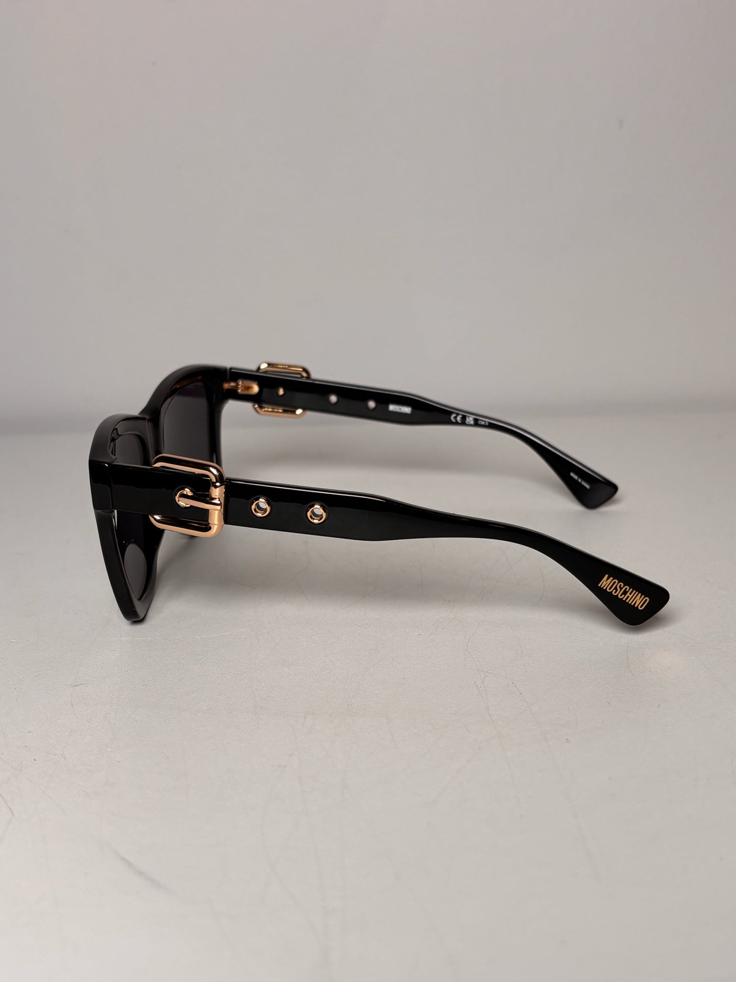 Plastic Moschino Black "55MM Decorative Buckle Square Sunglasses"