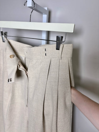 Women Size M Frankie Shop Beige Linen, Cotton Blend Women's Pre-owned Pants