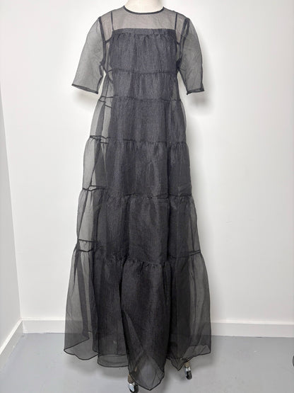 Women Size M Staud Black Organza Pre-owned Dress