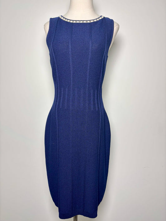 Women Size 2 St. John Sport Blue Solid Wool Dress