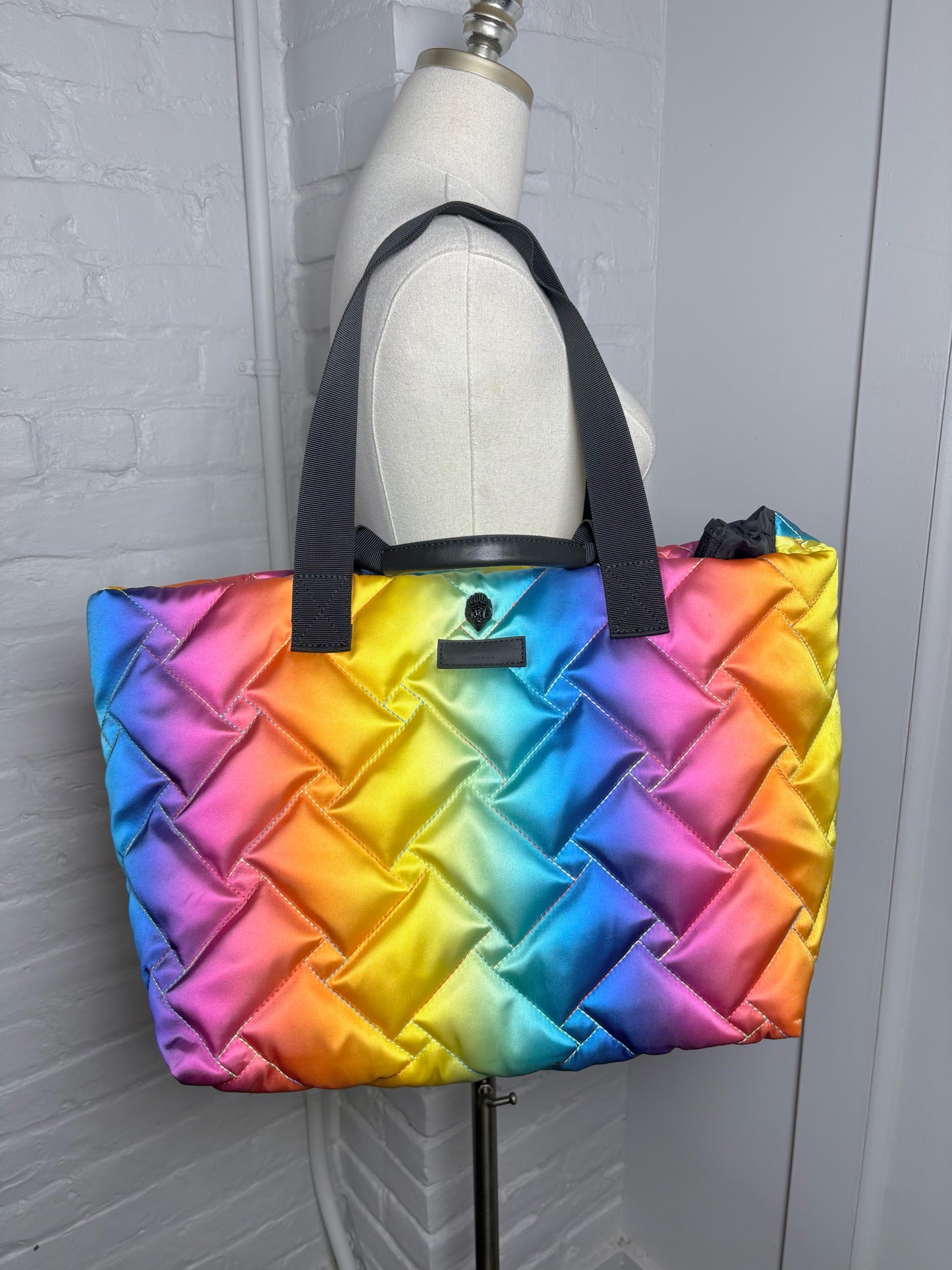 Recycled Nylon Kurt Geiger Quilted Rainbow Tote Bag