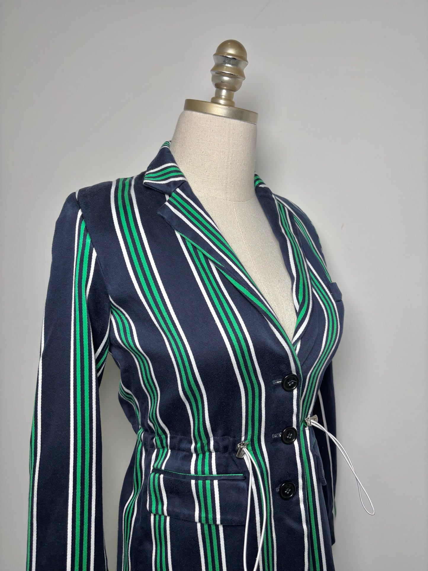 Women Size 34 victoria/tomas Blue, Green, White Stripe Blazer