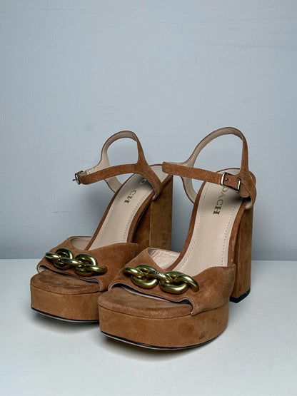W Shoe Size 9 Coach Rust Orange Suede Nicolette Platform Sandals