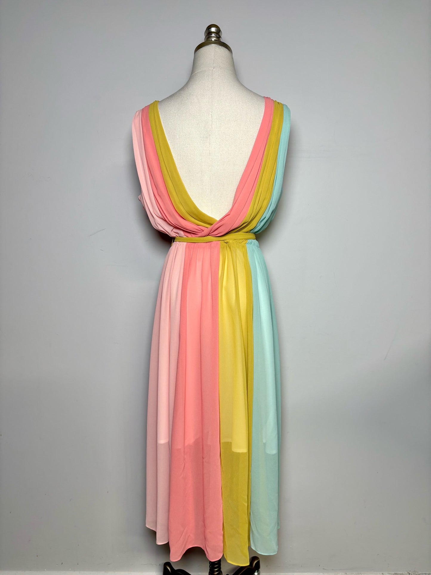 Women Size 4 Hutch Pink, yellow, blue Colorblock Polyester NWT Dress