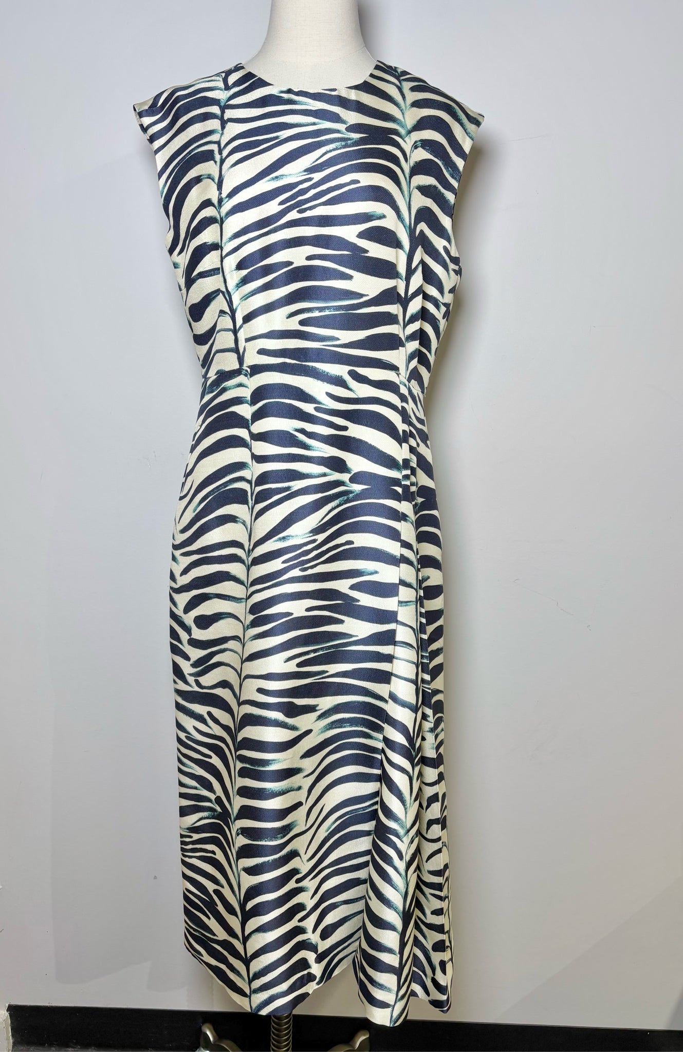 Women Size L Odeeh Multi-Color Zebra Stripes Silk, Wool NWT Dress