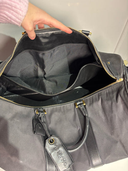Black Canvas, Leather Chanel Duffle Bag
