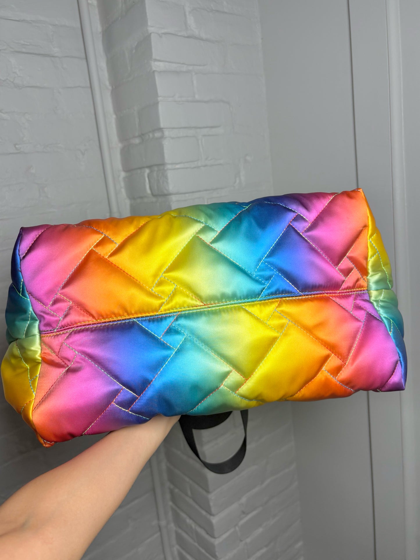 Recycled Nylon Kurt Geiger Quilted Rainbow Tote Bag