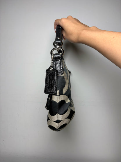 Women's Coach Kristin Grey & Black Canvas Vintage Pre-Owned Shoulder Bag Purse Circa 2010