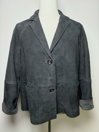 Women Size M Verdura Pelle Black Solid Leather Jacket