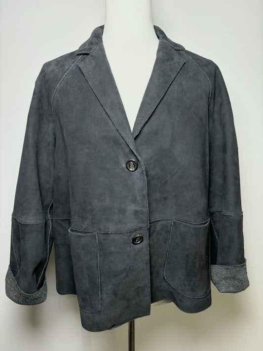 Women Size M Verdura Pelle Black Solid Leather Jacket