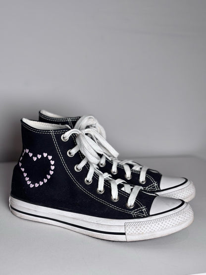 W Shoe Size 8 Converse Crafted With Love Black, Red Hearts Pre-owned Sneakers