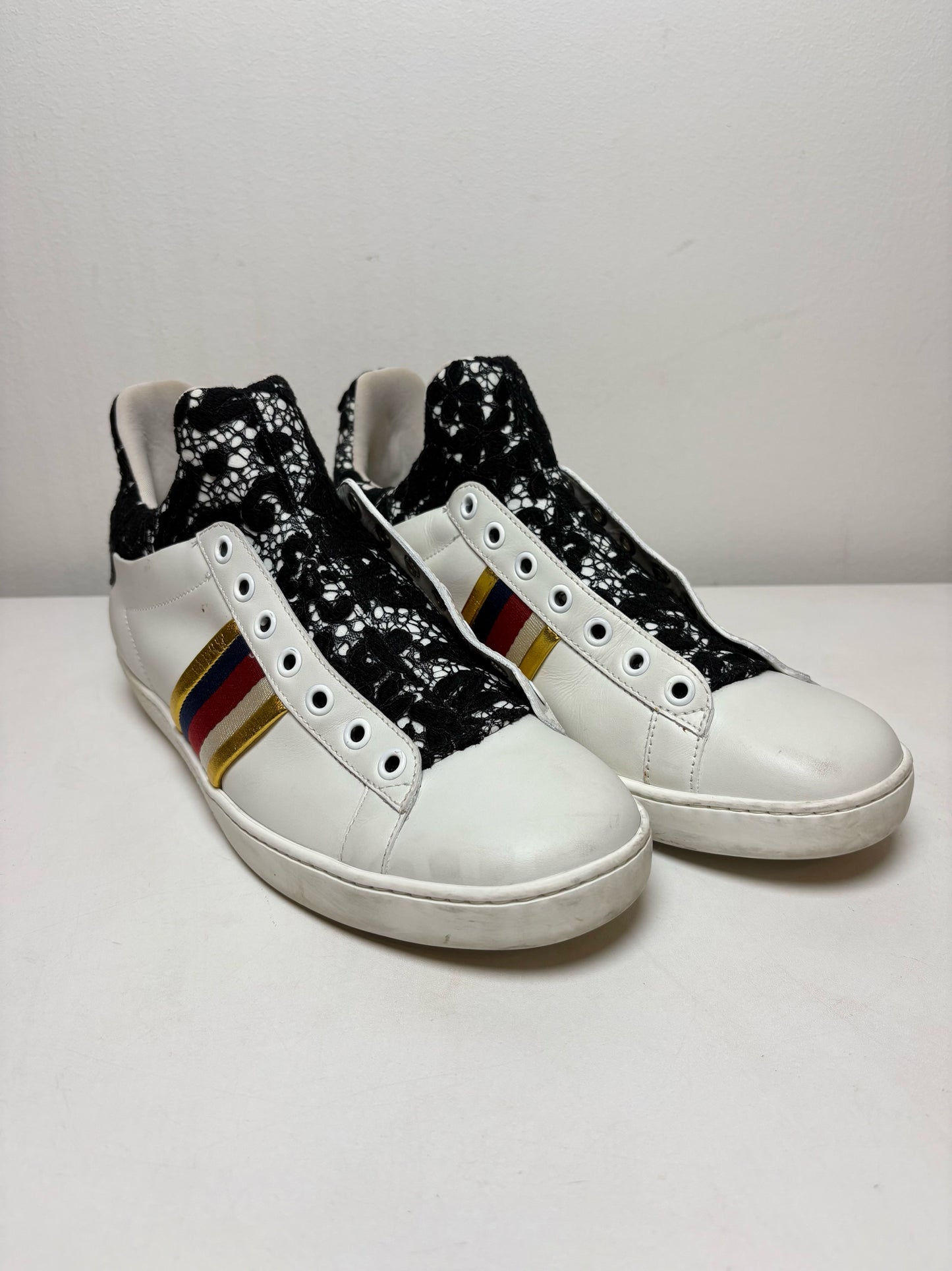 Size 38 (8) Gucci Ace High 'Lace" Sneaker Leather Women's