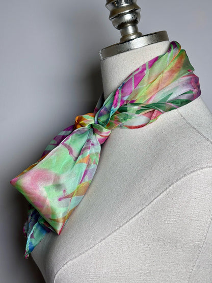 Swarovski Print Women's Silk Green, orange, pink, blue Scarf