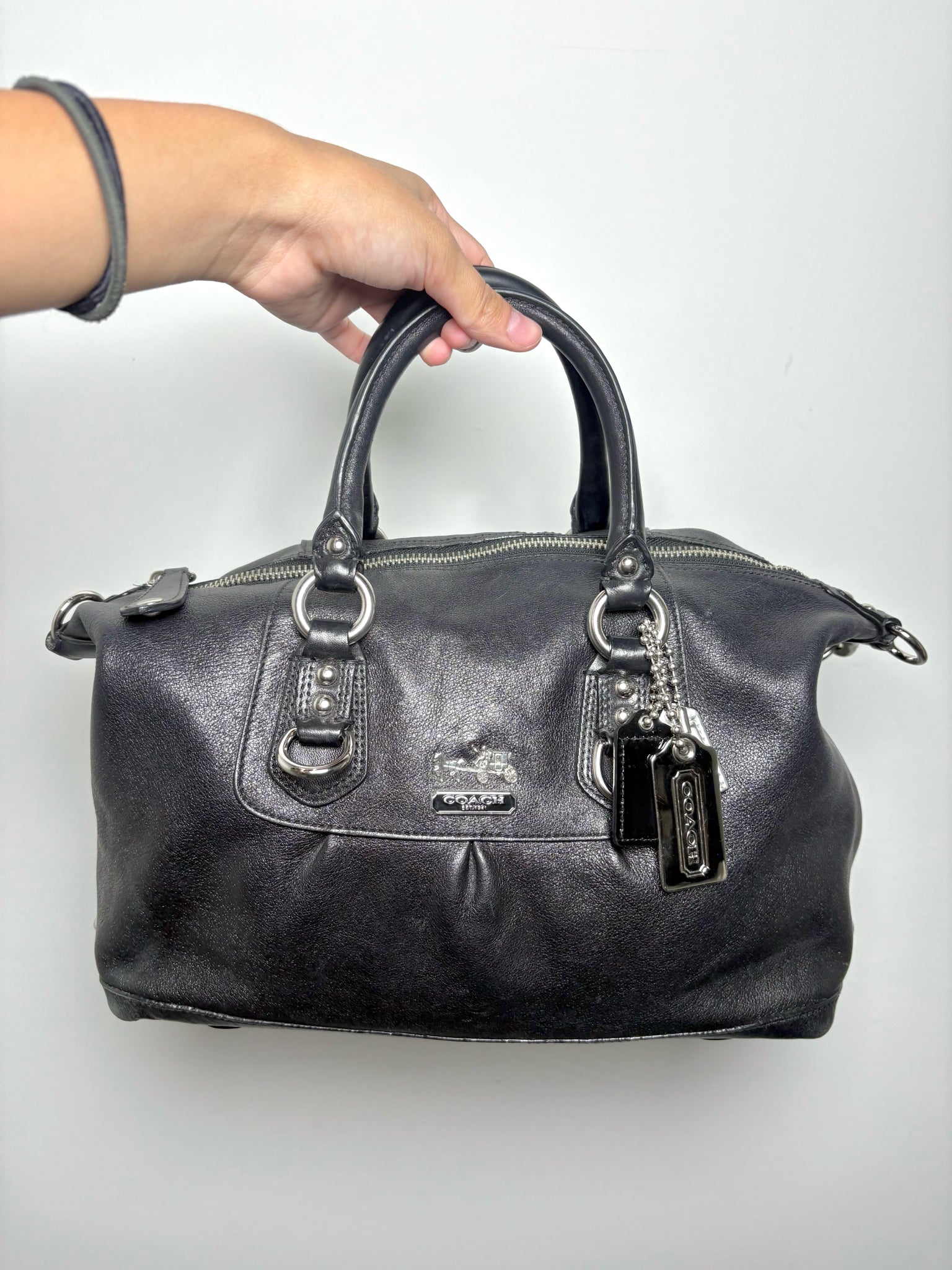 Coach Leather Black Cowhide Madison Sabrina Satchel Y2K Purse