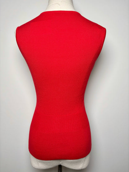 Women Size 44 (10, US) Valentino Red Solid Cotton, Acrylic Sweater