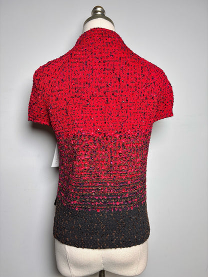 Women Size 6 St. John Couture Red, Black Boucle Jacket