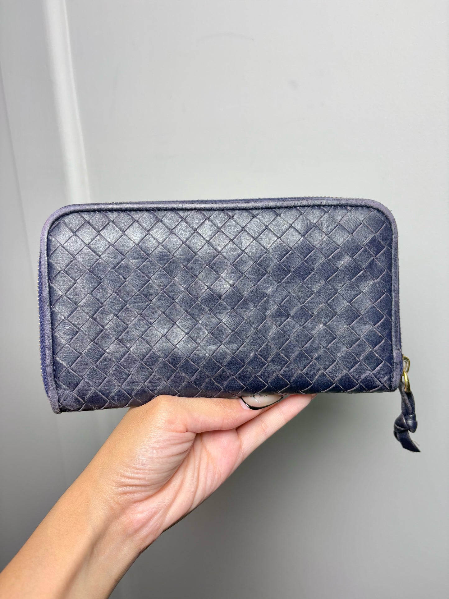 Bottega Veneta Leather Navy Clutch Lambskin Wallet