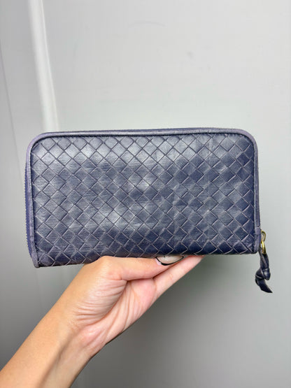 Bottega Veneta Leather Navy Clutch Lambskin Wallet