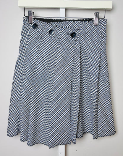 Women Size XS Maje Blue Houndstooth Viscose Skirt